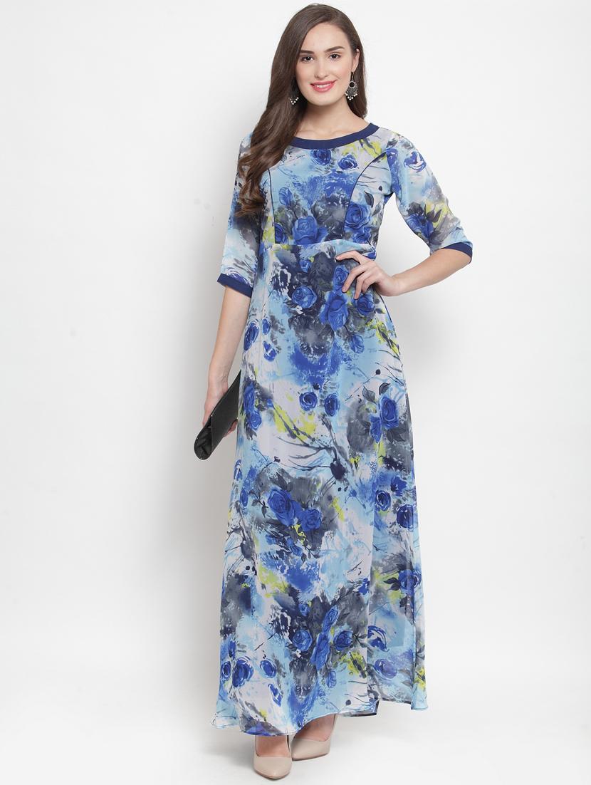 boat neck floral a-line dress - 17454554 - Zoom Image - 4