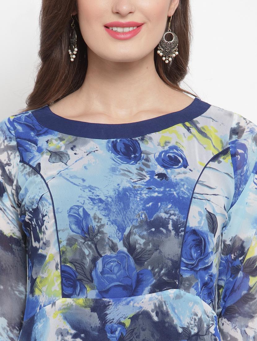 boat neck floral a-line dress - 17454554 - Zoom Image - 5