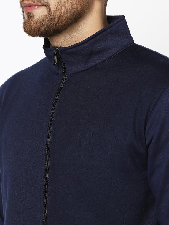 navy blue solid fleece sweatshirt - 17454670 - Zoom Image - 4