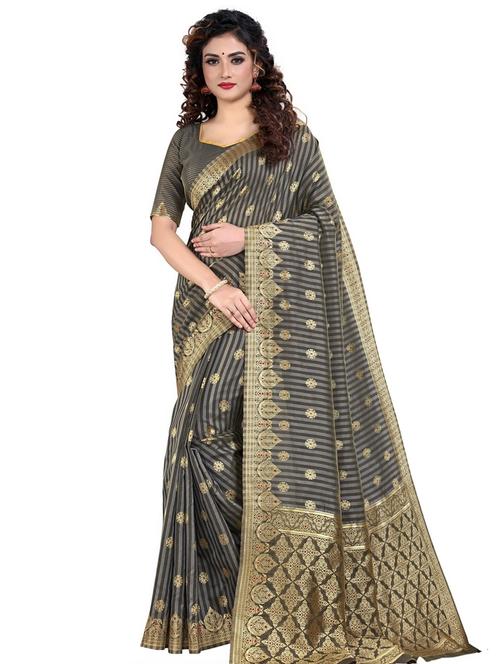self design woven saree with blouse - 17456082 - Standard Image - 1
