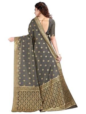 self design woven saree with blouse - 17456082 - Standard Image - 2