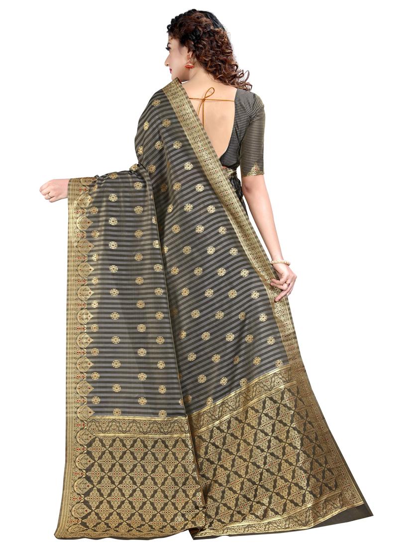 self design woven saree with blouse - 17456082 - Zoom Image - 2