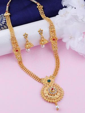 gold brass long necklace - 17456154 - Standard Image - 2