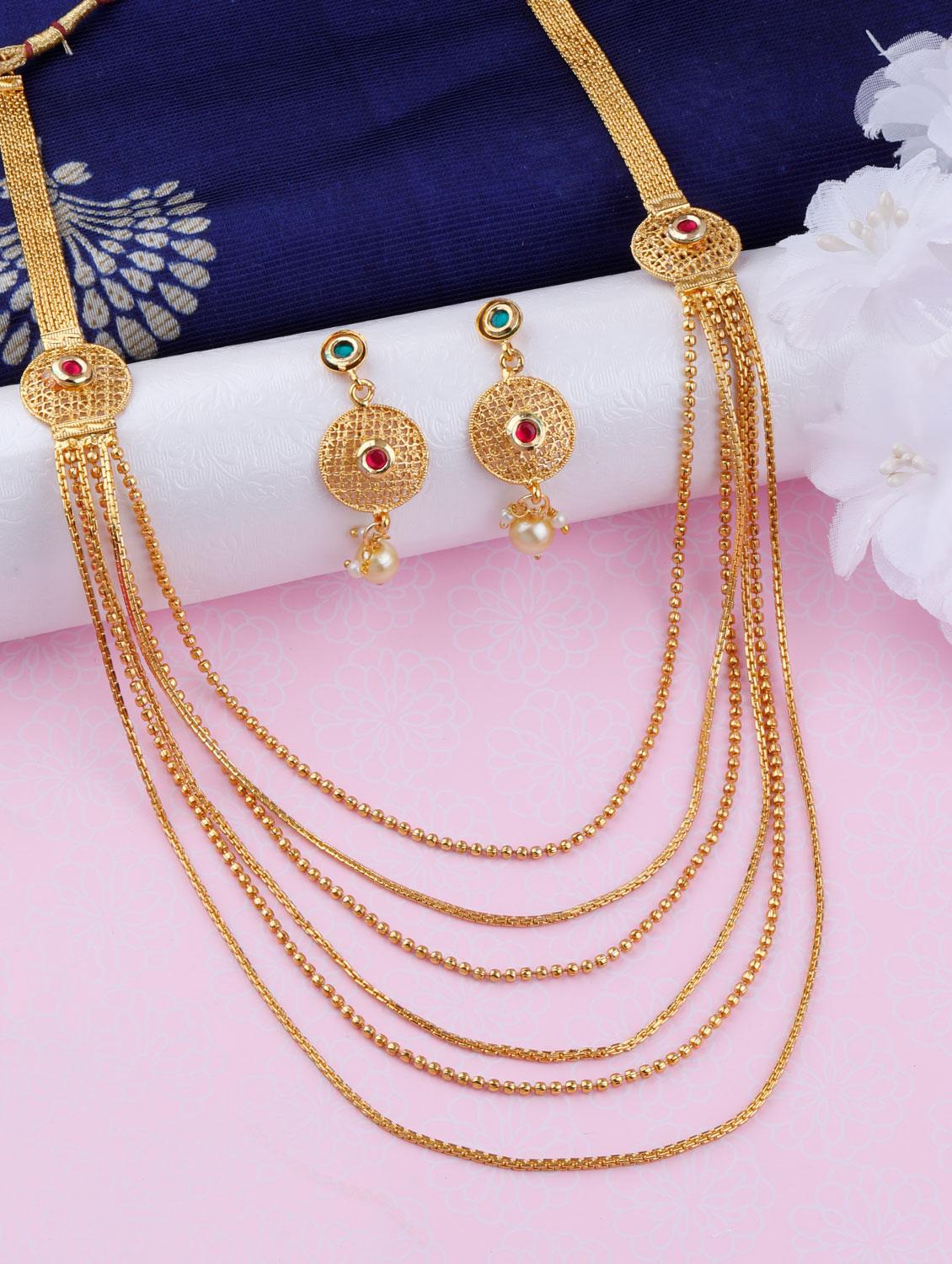 gold brass long necklace - 17456157 - Zoom Image - 2