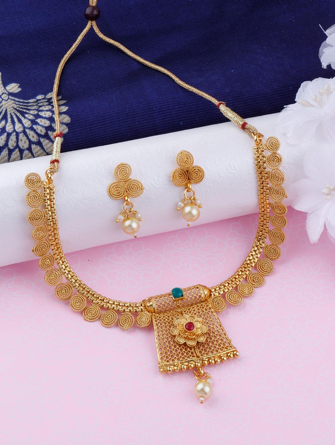 gold brass choker necklace - 17456158 - Zoom Image - 2