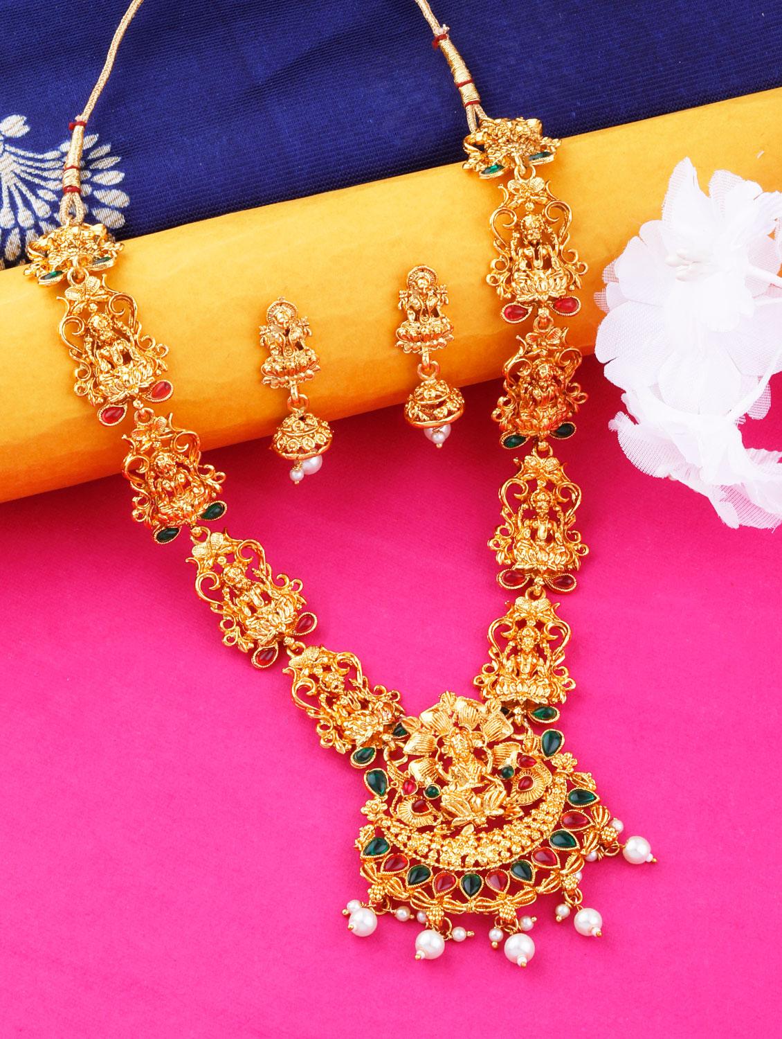 gold brass long necklace - 17456164 - Zoom Image - 1
