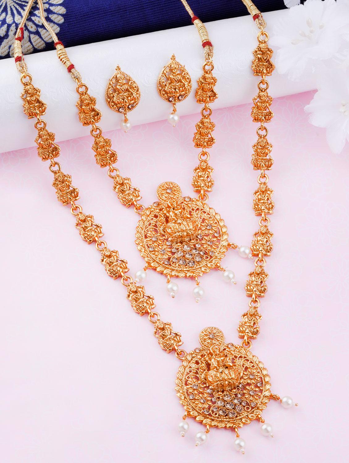 gold brass long necklace - 17456167 - Zoom Image - 2