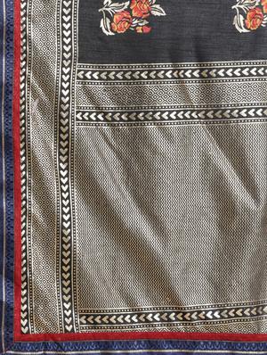 floral pochampalli saree with blouse - 17456301 - Standard Image - 5