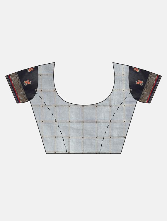 floral pochampalli saree with blouse - 17456301 - Zoom Image - 3