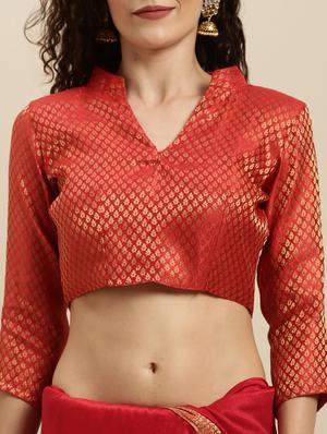 solid pochampalli saree with blouse - 17456317 - Standard Image - 3