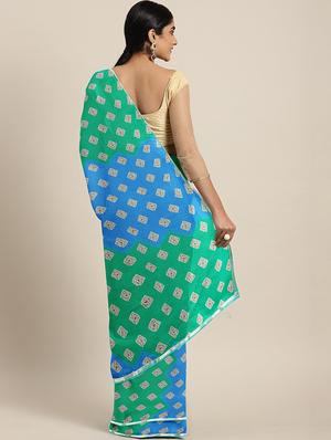 bandhani pochampalli saree with blouse - 17456343 - Standard Image - 2
