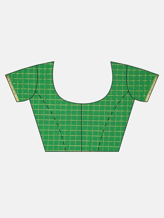 checkered woven saree with blouse - 17456417 - Zoom Image - 3