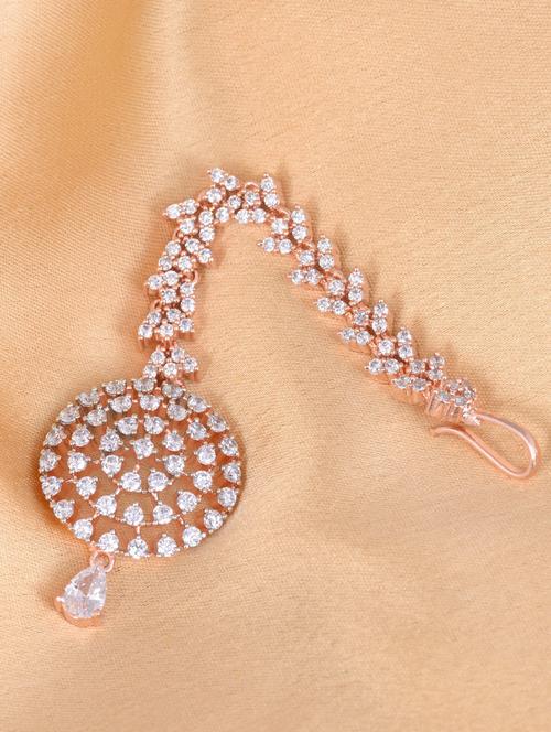white brass maang teekas & passa - 17456668 - Standard Image - 1