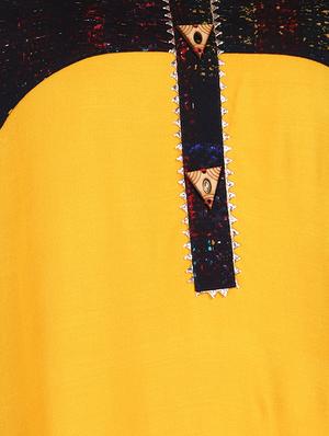 solid contrast yoke straight kurta - 17457070 - Standard Image - 4