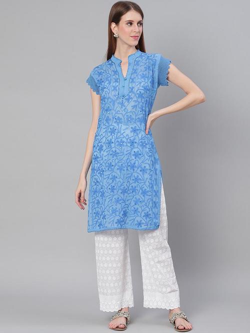chikankari straight kurta - 17457205 - Standard Image - 1