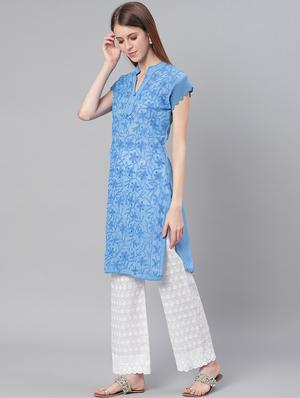 chikankari straight kurta - 17457205 - Standard Image - 2