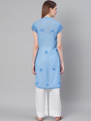 chikankari straight kurta - 17457205 - Standard Image - 3