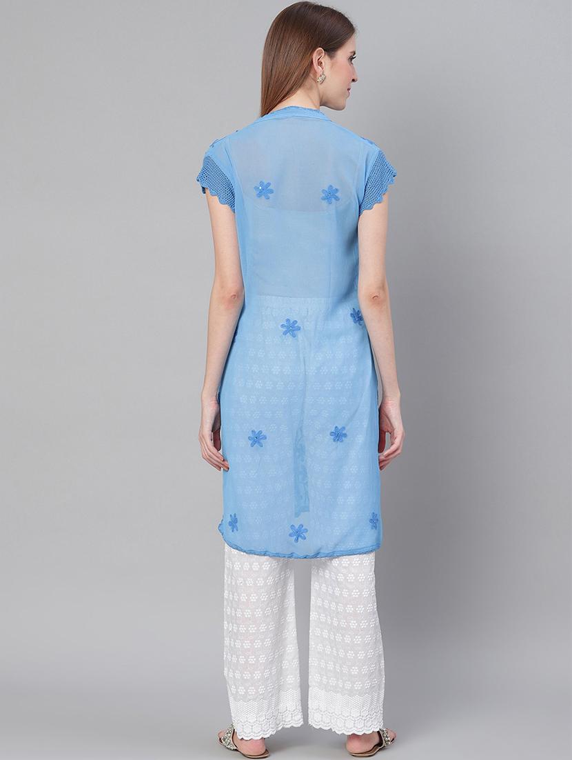 chikankari straight kurta - 17457205 - Zoom Image - 3