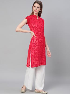 chikankari straight kurta - 17457215 - Standard Image - 2