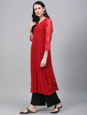 chikankari anarkali kurta - 17457246 - Standard Image - 2