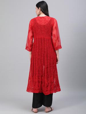chikankari anarkali kurta - 17457246 - Standard Image - 3