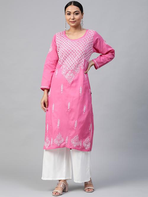 chikankari straight kurta - 17457250 - Standard Image - 1