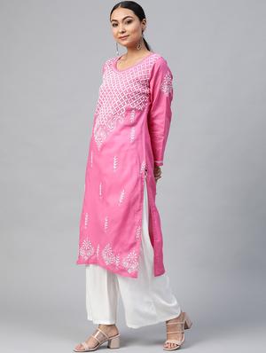 chikankari straight kurta - 17457250 - Standard Image - 2