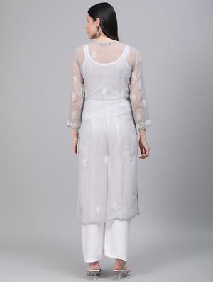 chikankari straight kurta - 17457251 - Standard Image - 4