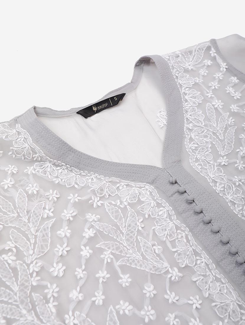 chikankari straight kurta - 17457251 - Zoom Image - 5