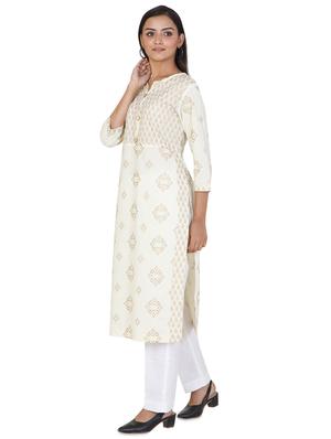 gold print straight kurta - 17457292 - Standard Image - 2