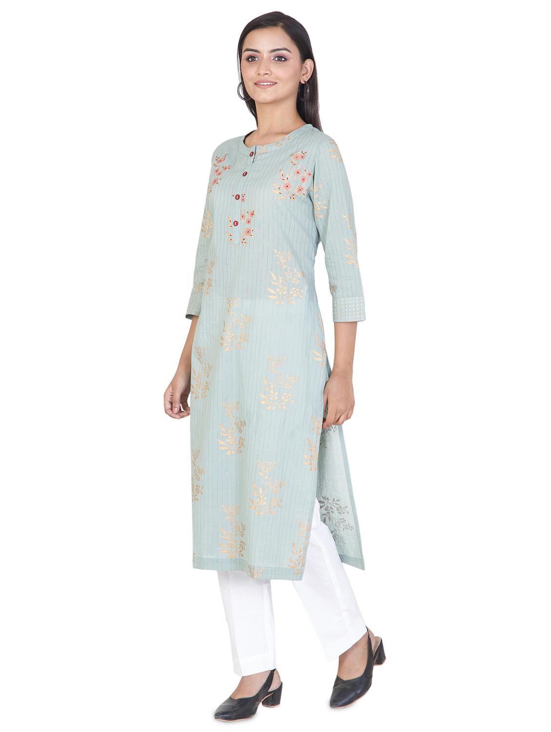 striped straight kurta - 17457294 - Zoom Image - 2