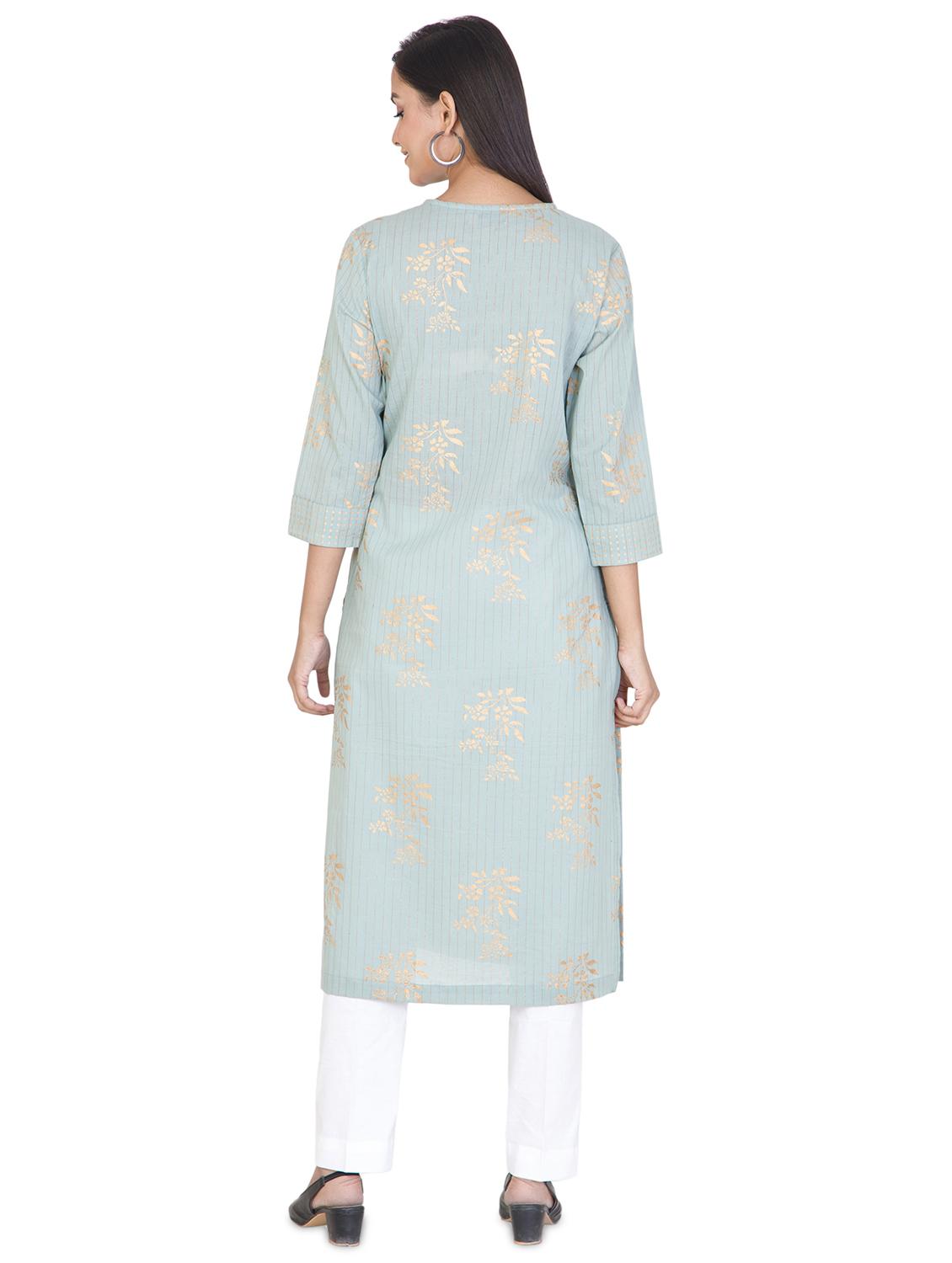 striped straight kurta - 17457294 - Zoom Image - 3