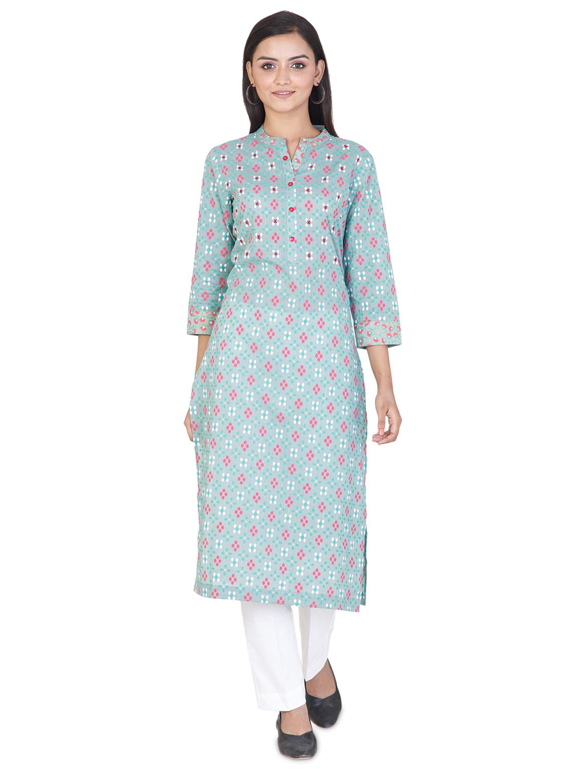 ikat straight kurta - 17457295 - Zoom Image - 1