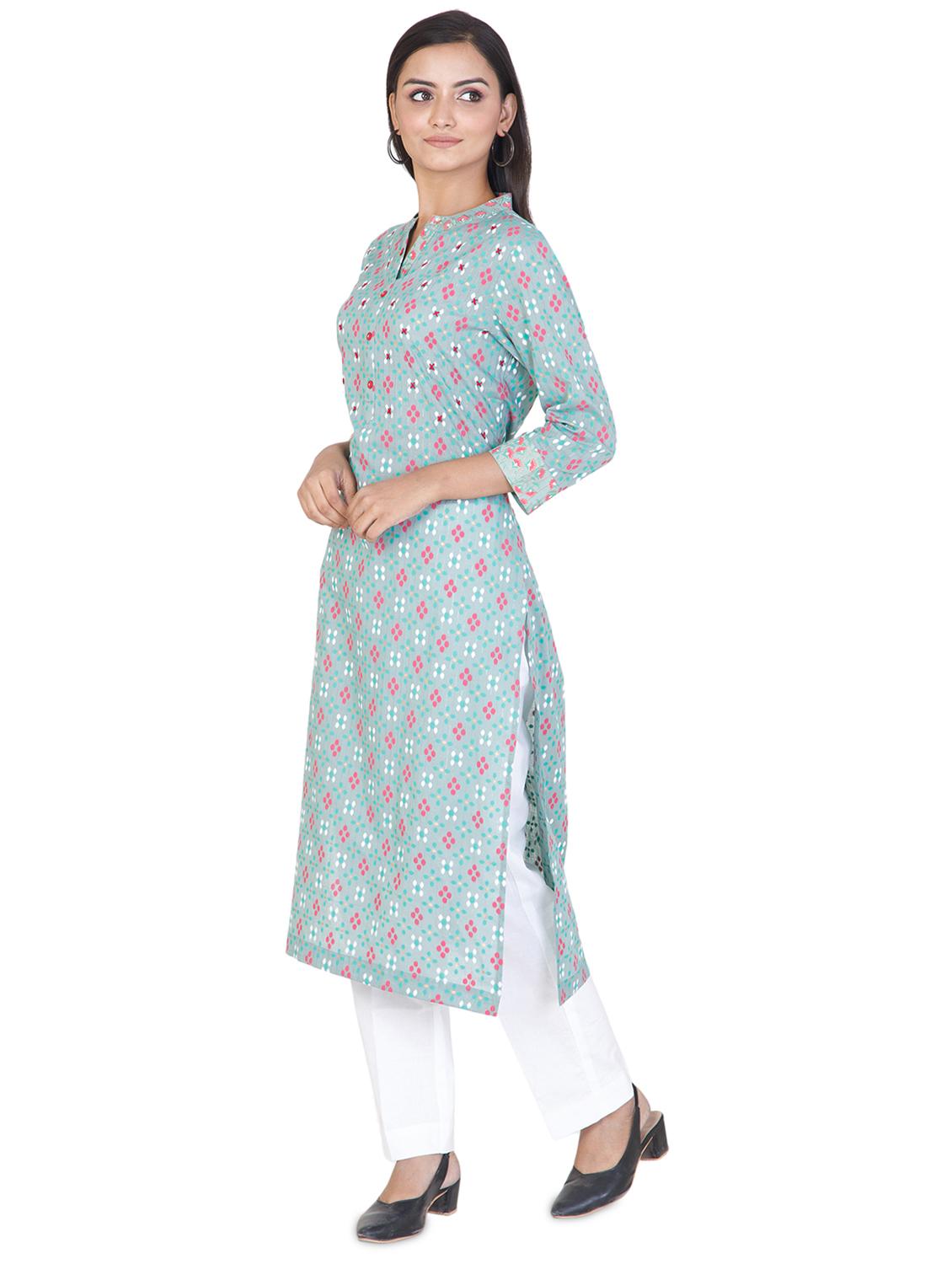 ikat straight kurta - 17457295 - Zoom Image - 2
