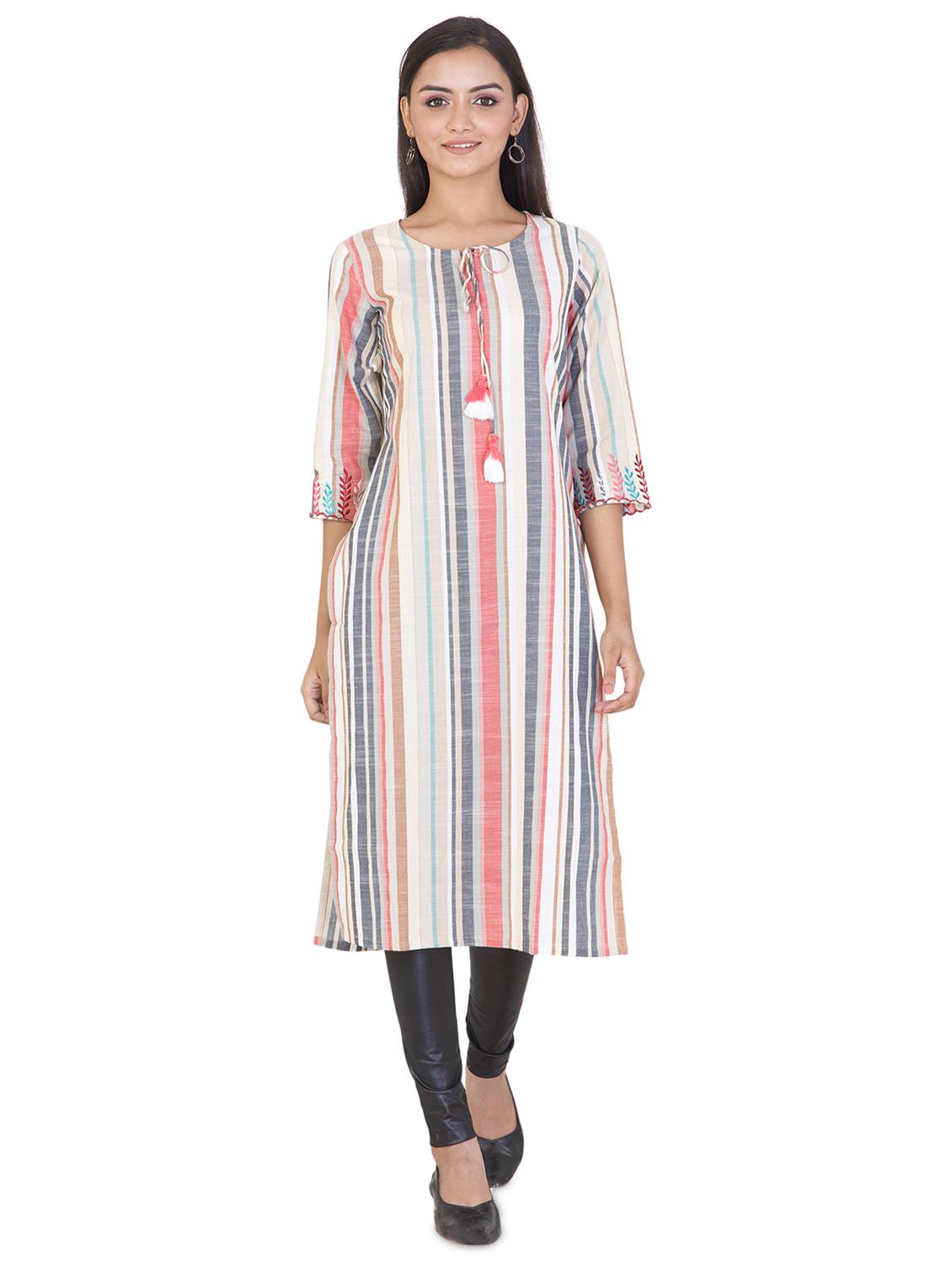 striped straight kurta - 17457297 - Zoom Image - 1