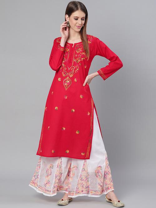 chikankari kurta sharara set - 17457327 - Standard Image - 1