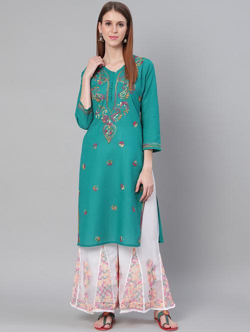 chikankari kurta sharara set - 17457331 - Standard Image - 1