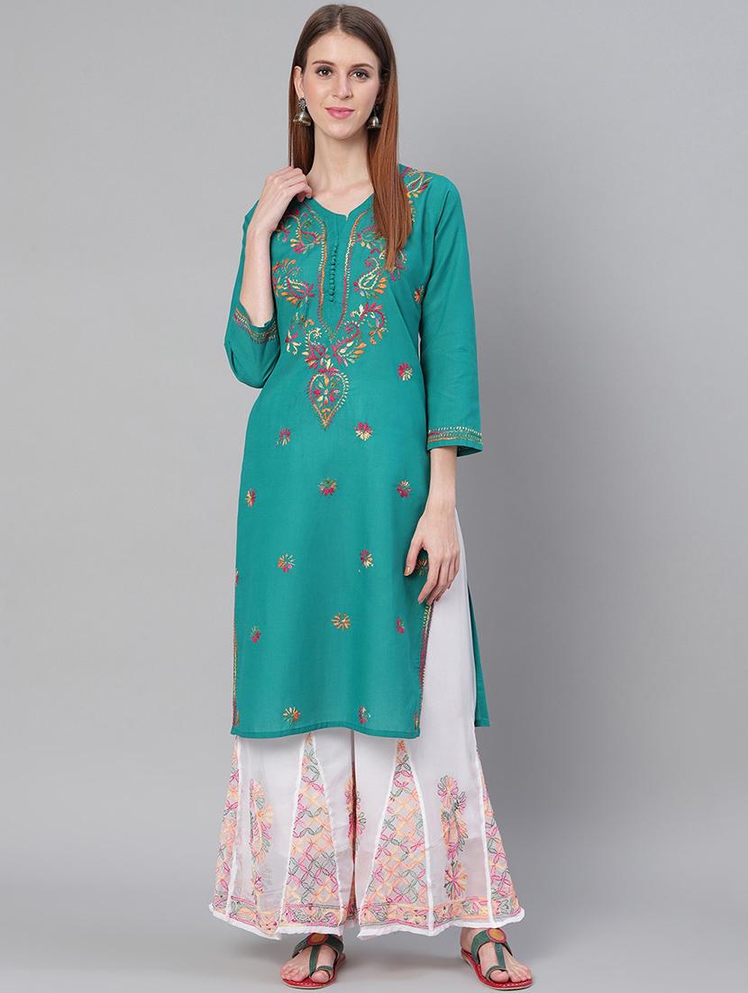 chikankari kurta sharara set - 17457331 - Zoom Image - 1