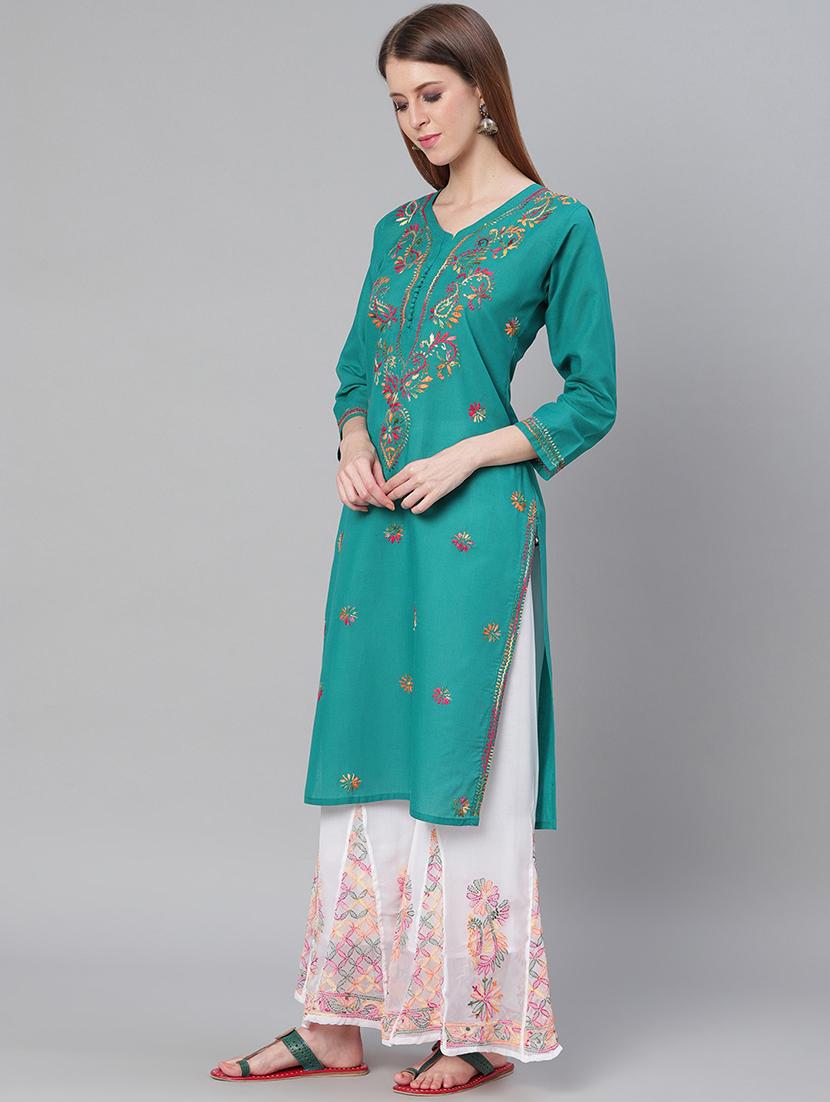 chikankari kurta sharara set - 17457331 - Zoom Image - 2