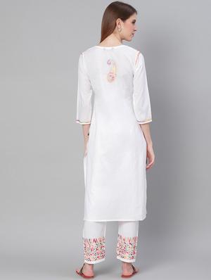 chikankari kurta pant set - 17457354 - Standard Image - 3