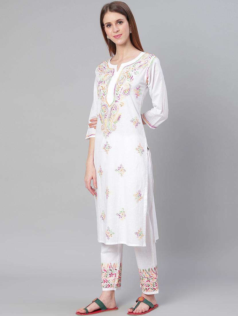 chikankari kurta pant set - 17457354 - Zoom Image - 2