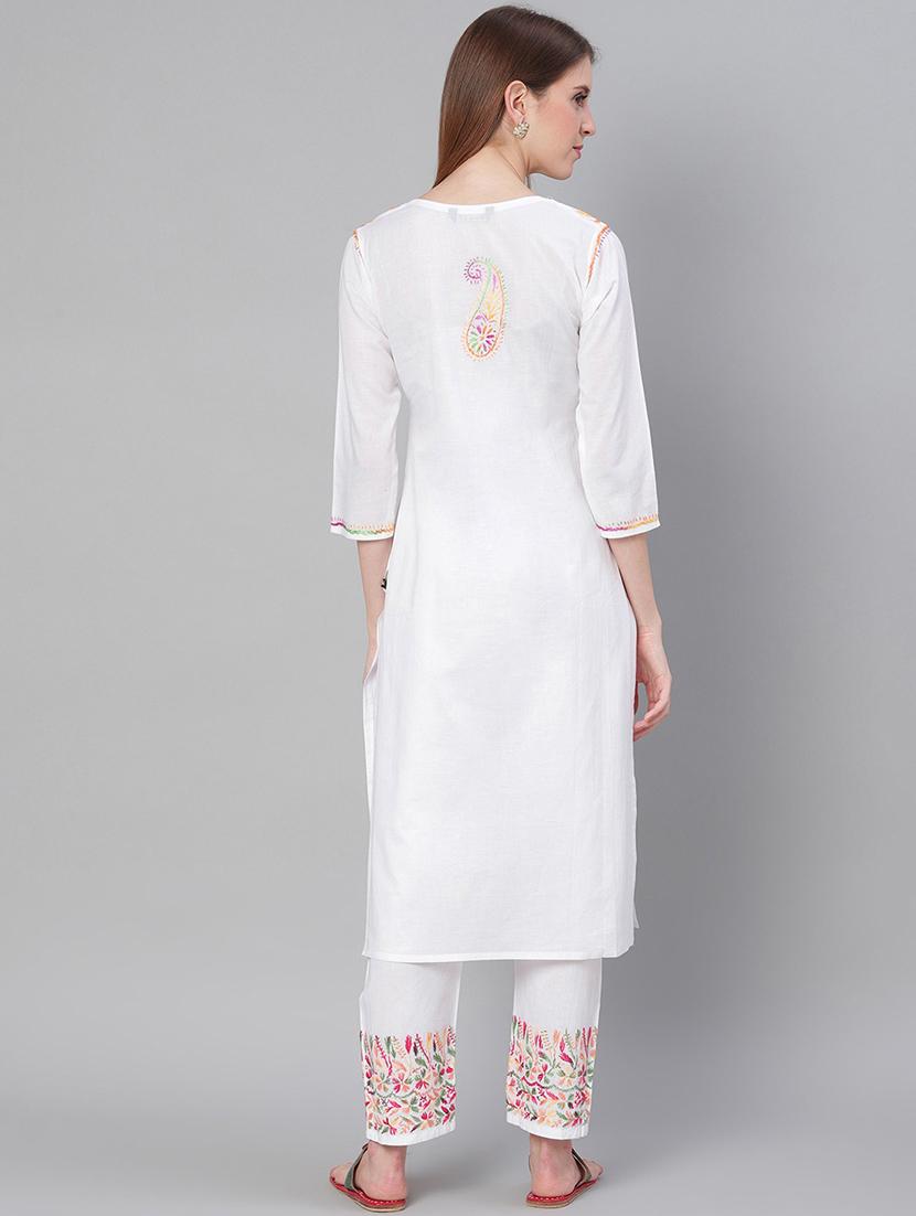 chikankari kurta pant set - 17457354 - Zoom Image - 3