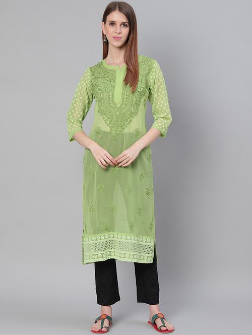 chikankari kurta pant set - 17457360 - Standard Image - 1