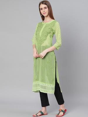 chikankari kurta pant set - 17457360 - Standard Image - 2