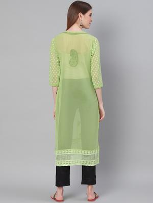 chikankari kurta pant set - 17457360 - Standard Image - 3