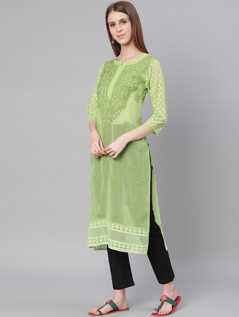 chikankari kurta pant set - 17457360 - Zoom Image - 2