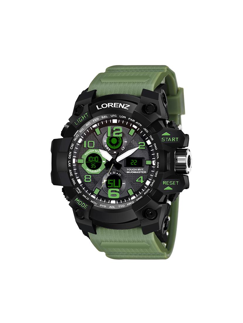 lorenz casual & sporty black dial display with led & day date calendar analog digital watch for men & boys|mk-3074-dg - 17457399 - Zoom Image - 1