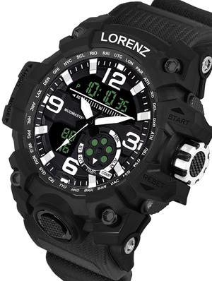 lorenz casual & sporty black dial display with led & day date calendar analog digital watch for men & boys|mk-3075-dg - 17457400 - Standard Image - 2
