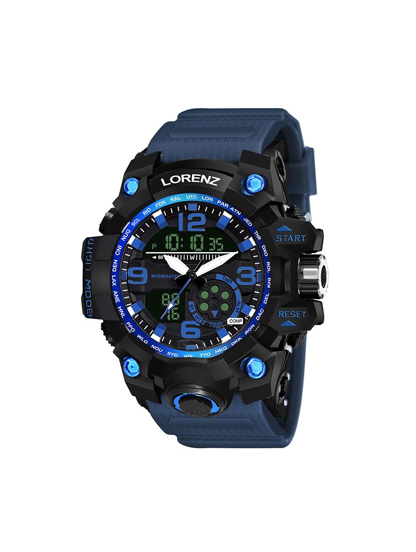 lorenz casual & sporty black dial display with led & day date calendar analog digital watch for men & boys|mk-3076-dg - 17457401 - Zoom Image - 1
