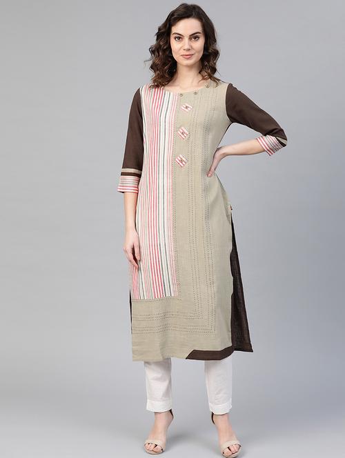 striped straight kurta - 17457669 - Standard Image - 1